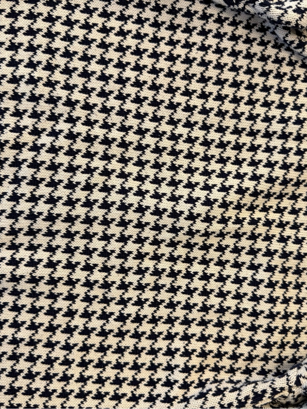 Vintage 90s Liz Sport Houndstooth Cardigan Navy & Cream Cotton Knit Sweater - Picture 11 of 11